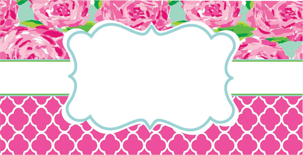License plate- 47 Lilly with Pink/white quatrefoil