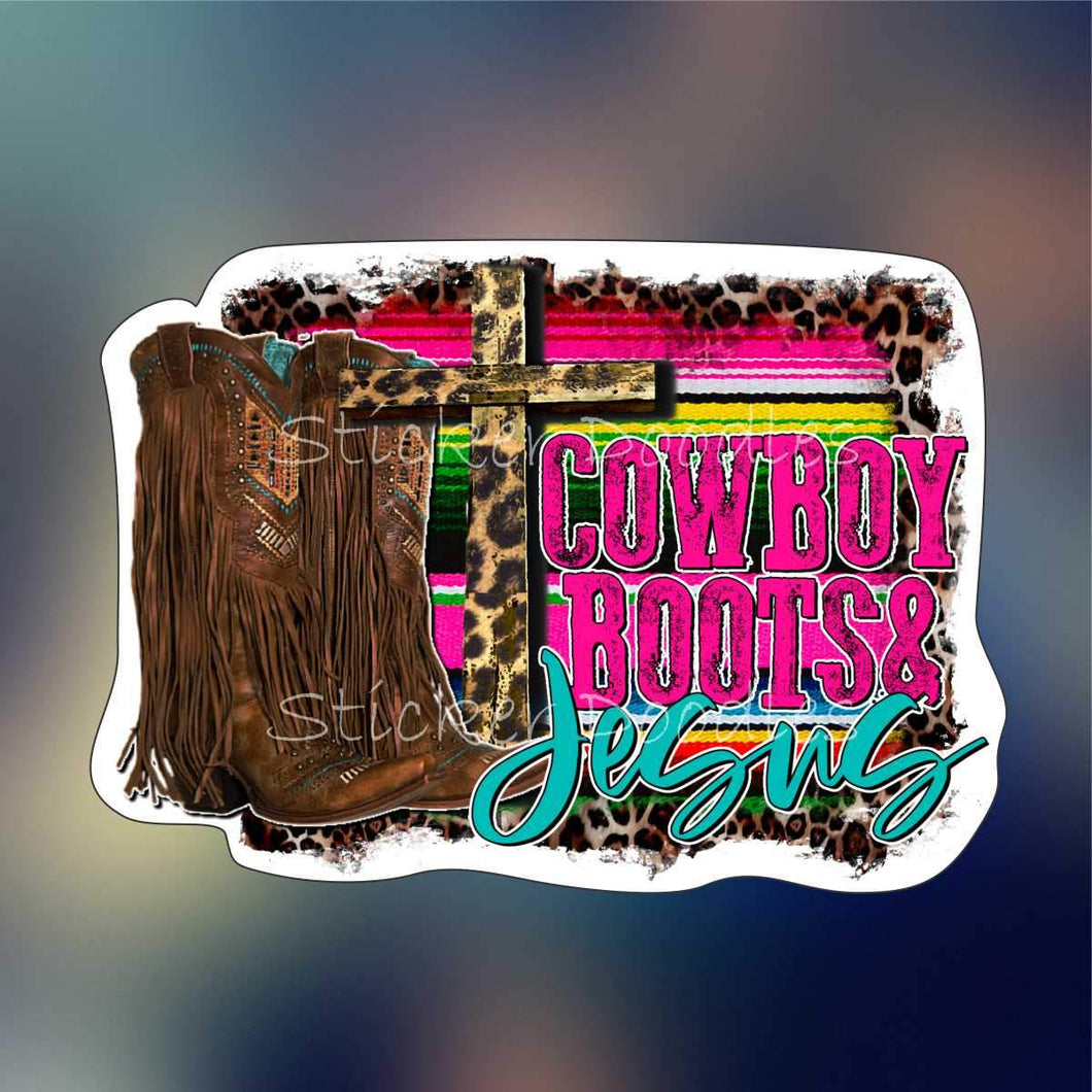 Cowboy boots & Jesus - Sticker