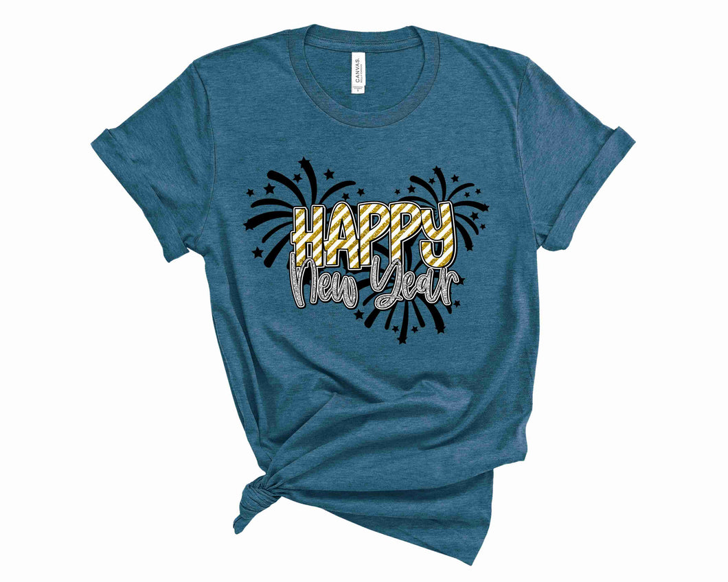 Happy New Year Fireworks - Graphic Tee