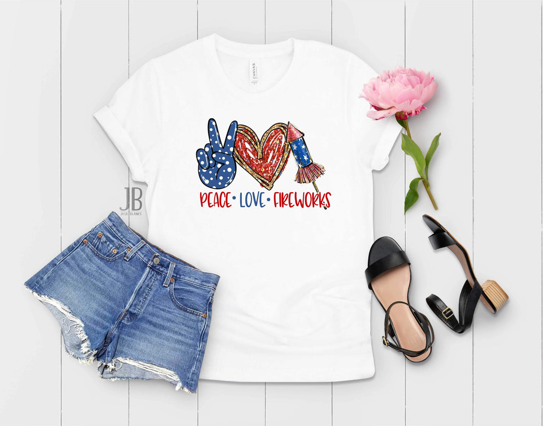 Peace Love Fireworks - Graphic Tee