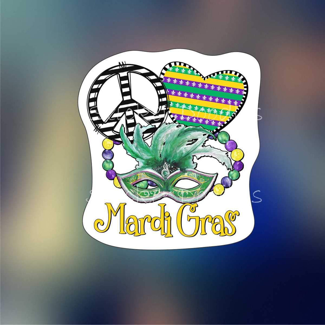 Peace love Mardi Gras 2 - Sticker