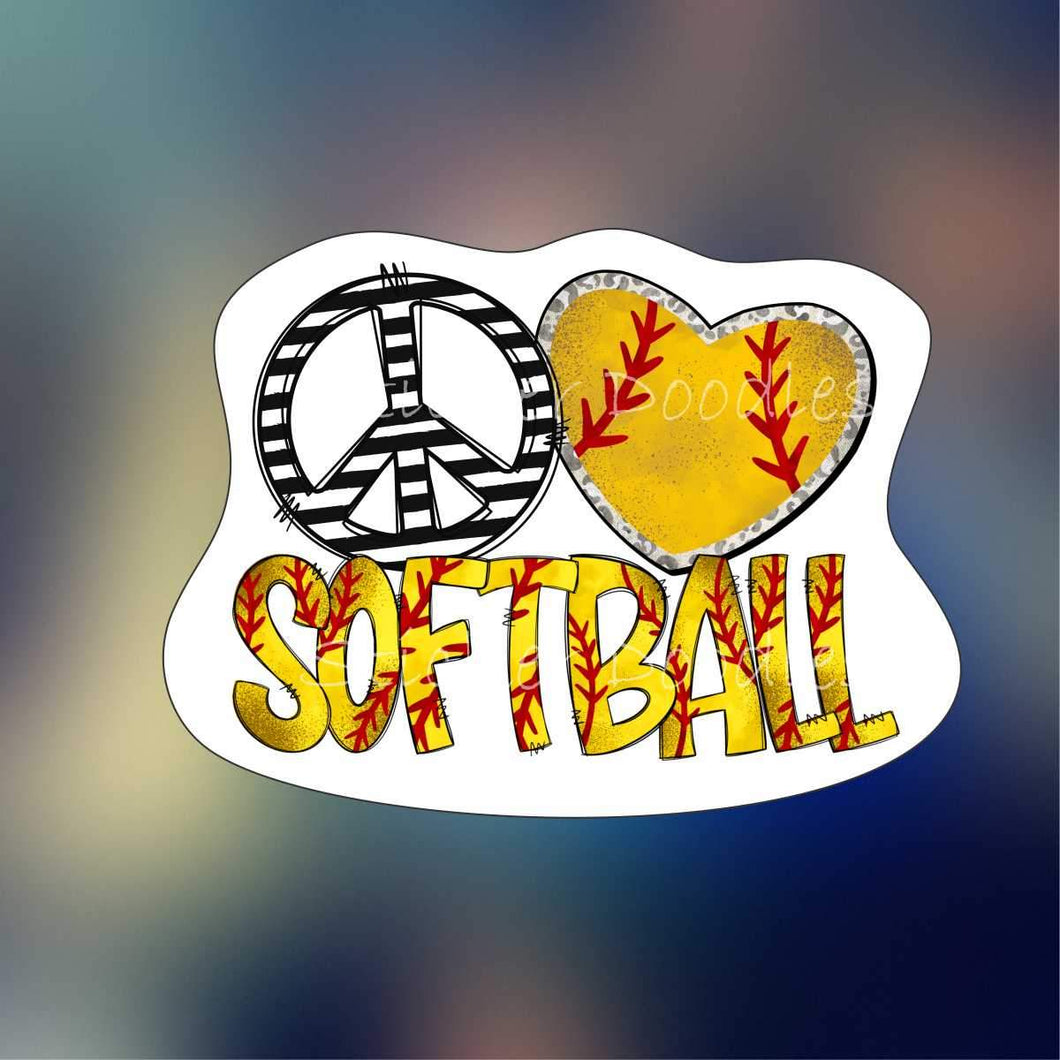 Peace love softball - Sticker