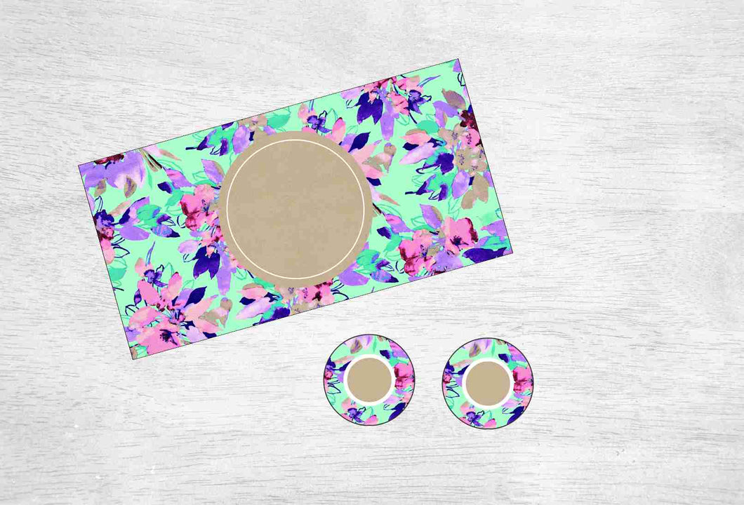 Pink/Purple Florals with Green Background Car Kit
