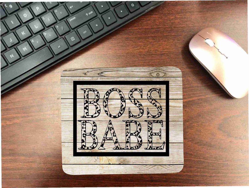 Leopard/ Wood Boss Babe Mouse Pad