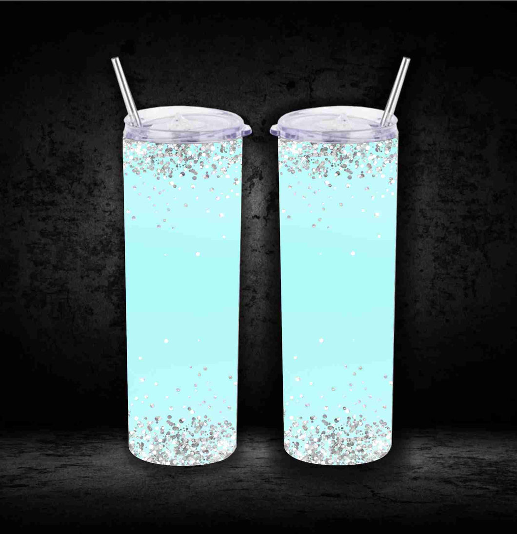 Mint with silver glitter Tumbler