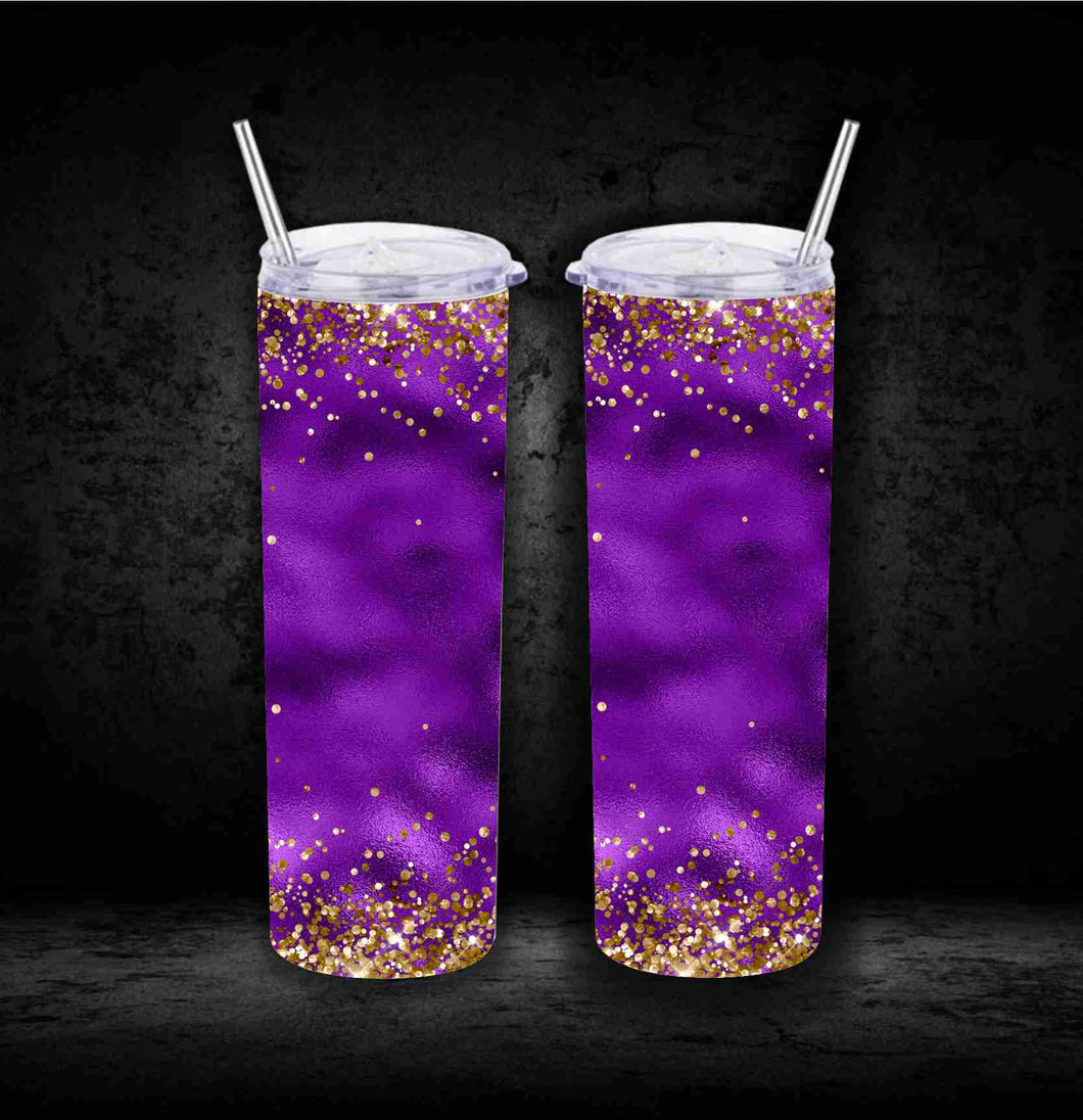Purple with Gold Glitter Tumbler